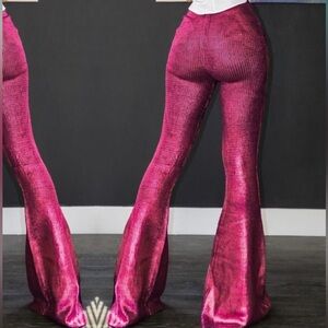 Hanifa Metallic Magenta Flared Pants. Size XS.